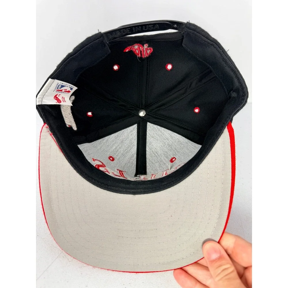 Vintage Chicago Bulls 45 AJD Snapback Hat Made in USA Black Red NBA Cap - BQ